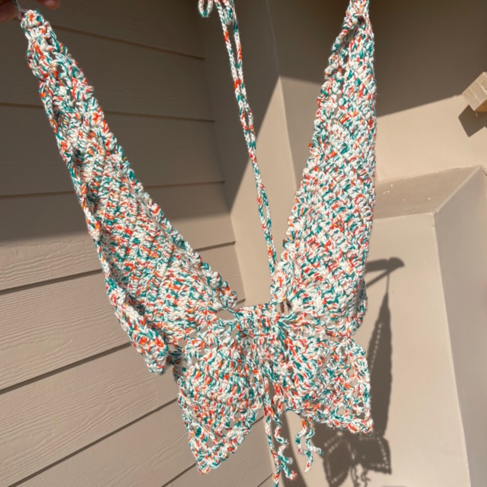 Handmade crochet festival butterfly halter top